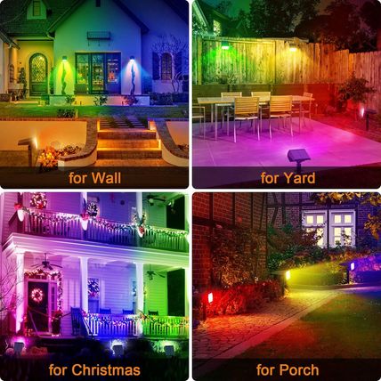 Solar Spot Lights Outdoor Color Changing, [7 Modes/10 Pack] Christmas IP65 Water