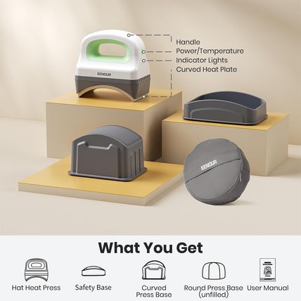 EENOUR Hat Press Machine, Mini Heat Press for Caps with 3 Heating Levels & Auto-
