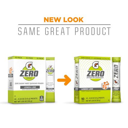 Gatorade G Zero Powder, Lemon Lime, 0.10Oz Packets, 10 Count (Pack of 12)
