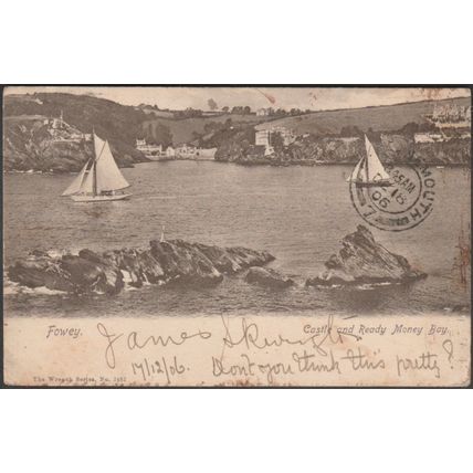 Castle and Ready Money Bay, Fowey, Cornwall, 1906 - Wrench Postcard