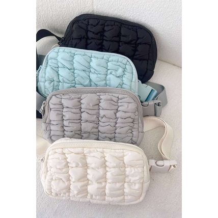 White Quilted Puffer Belt Bag Fanny Pack