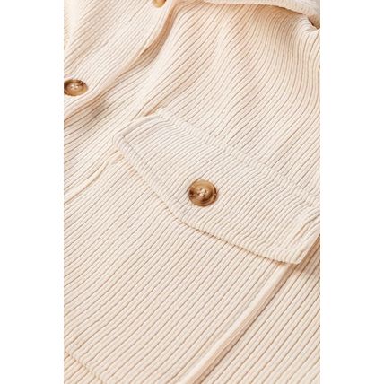 Oatmeal Textured Flap Pockets Buttoned Plus Size Shacket