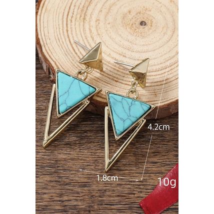 Three Triangles Turquoise Decor Stud Dangle Earrings
