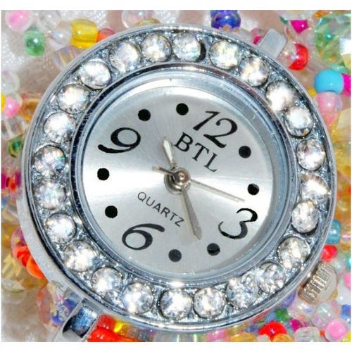 Stylish Clear Crystal Dress Wrist Watch Coloured Bead Watchband Jewellery 1016