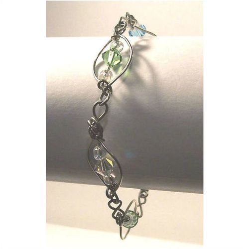 Bracelet #scl silver metal swarovski crystal links 8.5 inch costume jewelry