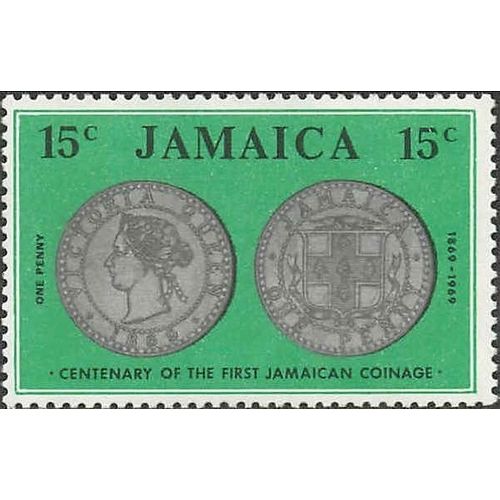 Jamaica 1969 Centenary 1st Coins 15c One Penny Unmounted Mint NHM SG 298 stamp