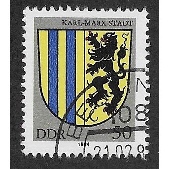 DDR 1980 50pf 'TOWN ARMS - KARL MARX STADT (EBID60-586)