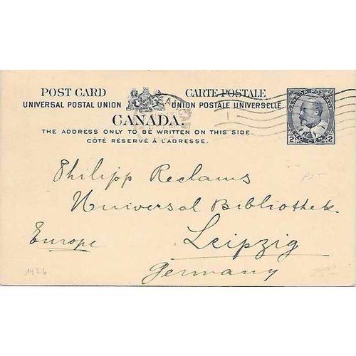 Canada #P25 Edward Postal Card UPU USED 1907 Montreal Quebec to Germany