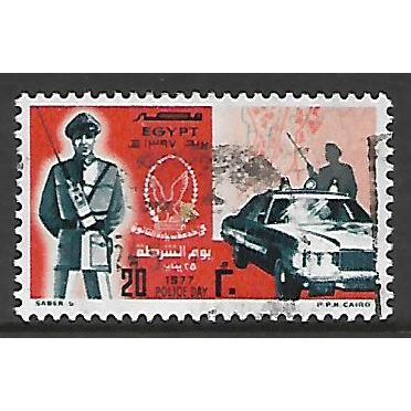 EGYPT 1977 POLICE DAY 20M PATROLMAN AND POLICE CAR SG 1308 FINE USED#
