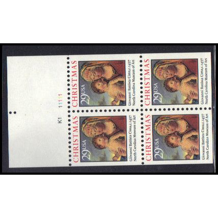 2790a 29c Madonna and Child Very Fine MNH Pane/4 P# K1 11111 B0070 (6)