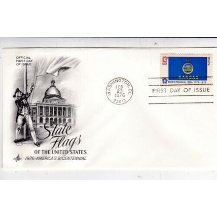 Kansas United States 1976 State Flags FDC Washington DC cancel Unaddressed VGC