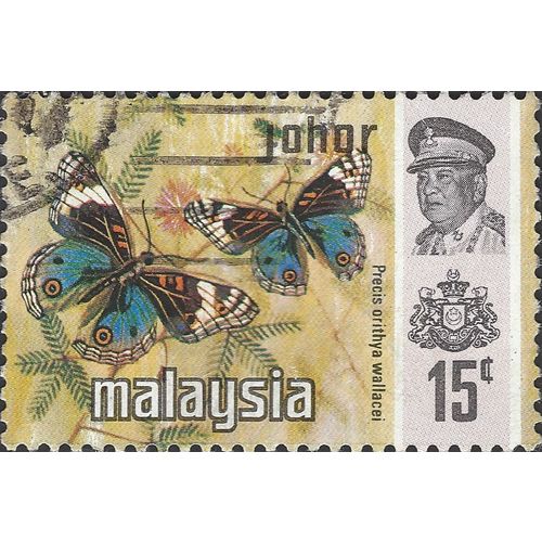 JOHORE, MALAYSIA, BUTTERFLY, Blue Pansy , light brown 1971, 15c, #4