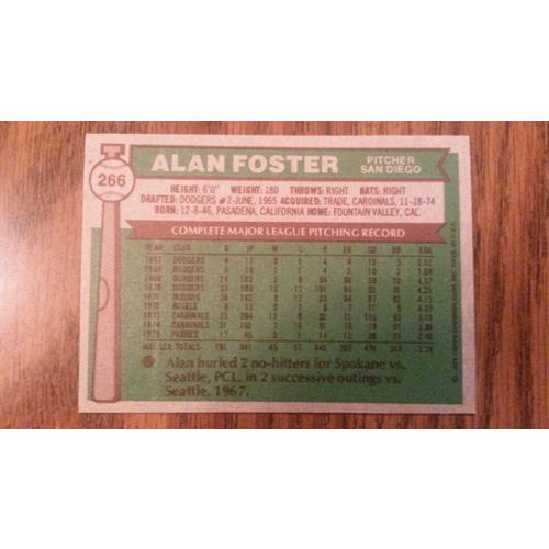 1976 Topps Card # 266 Alan Foster Very Good-Excellent (4) San Diego Padres