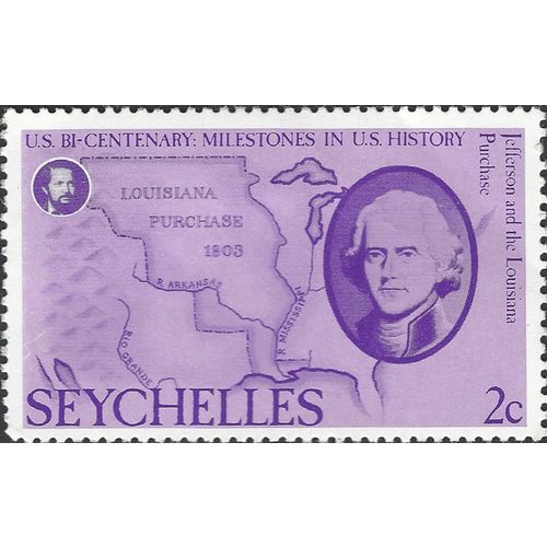 SEYCHELLES, Jefferson, Louisiana Purchase, violet 1976, 2c