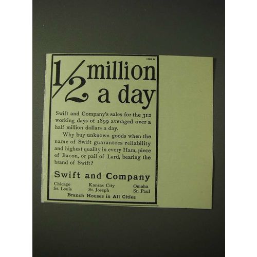 1900 Swift and Company Ad - 1/2 Million a day