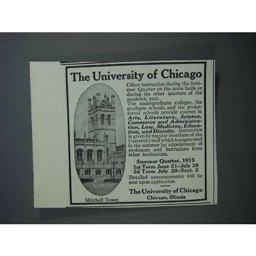 1915 The University of Chicago Ad - Mitchell Tower