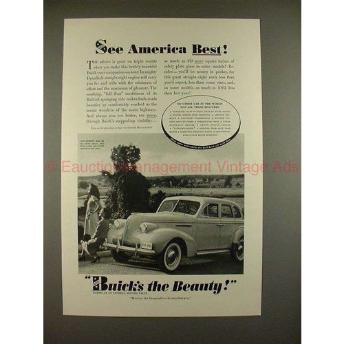 1939 Buick Sedan Car Ad - See America's Best - NICE!!