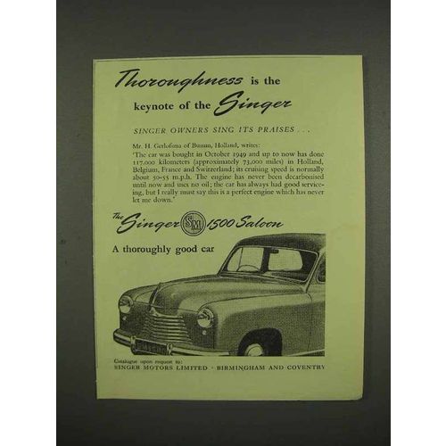 1953 Singer 1500 Saloon Car Ad - Thoroughness