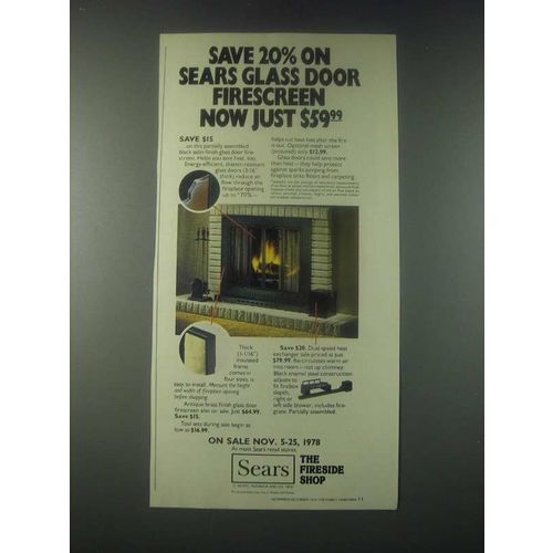 1978 Sears Glass Door Firescreen Ad