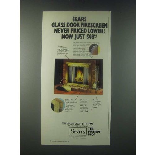 1978 Sears Glass Door Firescreen Ad - Never Priced Lower