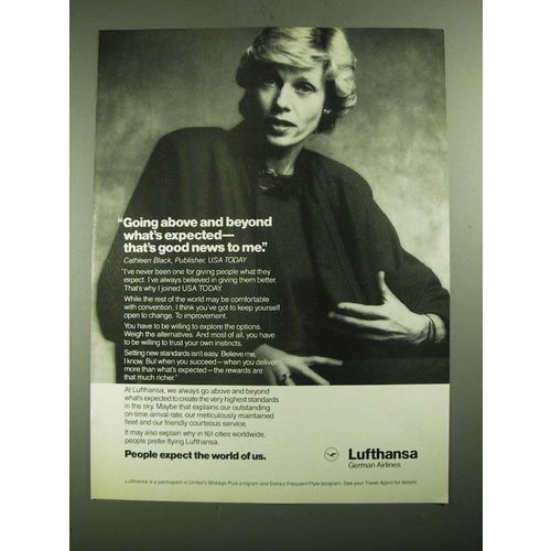 1987 Lufthansa Airlines Ad - Cathleen Black