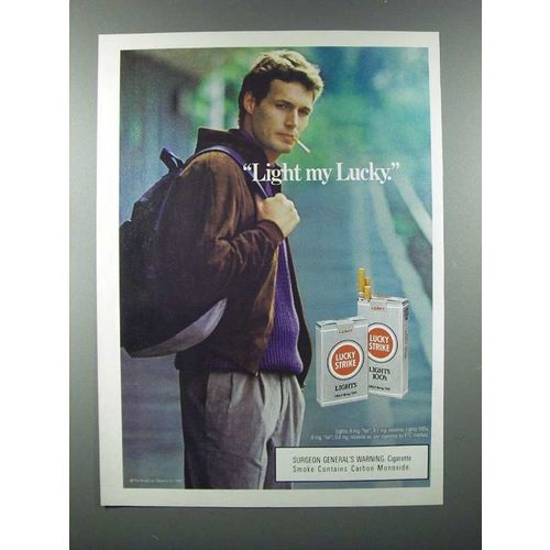 1987 Lucky Strike Lights Cigarette Ad - Light My Lucky