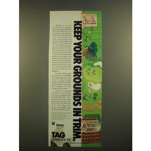 1988 Ortho Tag Herbicide T/E Ad - Keep Your Grounds in Trim