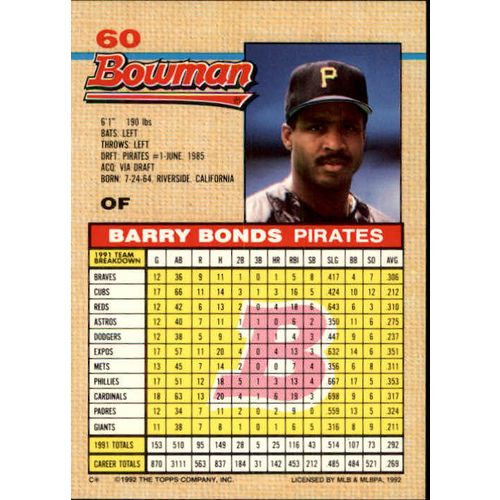 1992 Bowman Barry Bonds #60