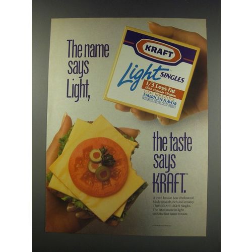 1991 Kraft Light Singles Ad - The name says light, the taste says Kraft