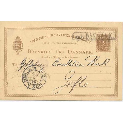 Denmark Postal Card Copenhagen 1885 to Gefle RPO and Ship Markings