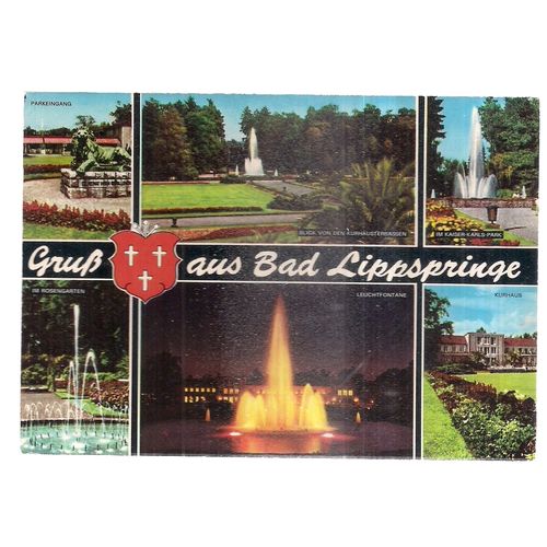 multiview, BAD LIPPSPRINGE, PADERBORN, GERMANY used vintage postcard 1972 pm /