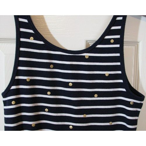 Pre-Owned A New Day Navy & White Stripe w/ Gold Dots Knit Tank Top, XL, Juniors?