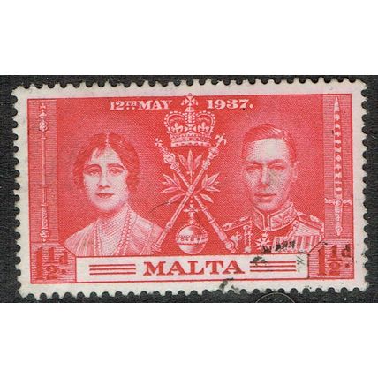 Malta 1937 Coronation 1½d Scarlet SG215 FU