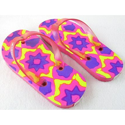 NWT Speedo Girl's Pink Tie Dye Print Flip Flops Thongs, M (2/3) or L (4)