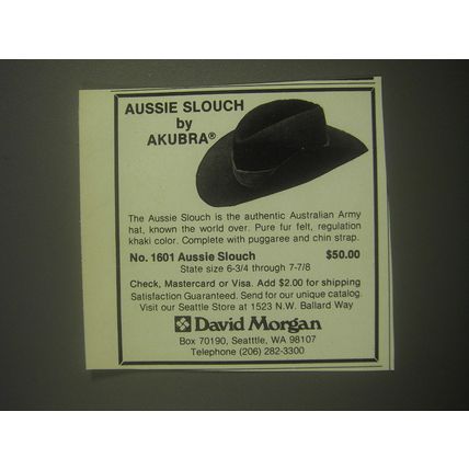1982 David Morgan Aussie Slouch by Akubra Advertisement