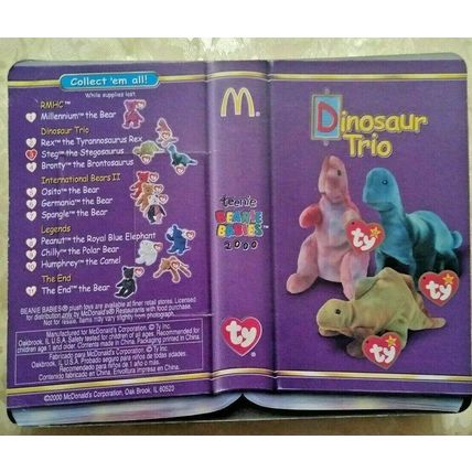 Ty Dinosaur Trio Steg 1995 McDonalds Beanie Baby Original Package Unopened