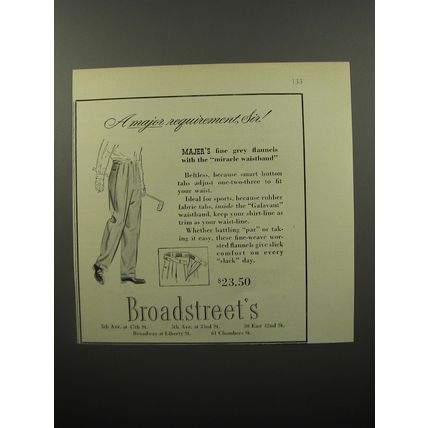 1950 Broadstreet's Majer's Trousers Ad - A major requirement, Sir!