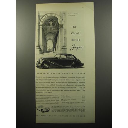 1950 Jaguar 3 1/2 Litre Sedan Car Ad - The Clarendon Building, Oxford England