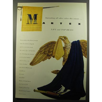 1953 Martex Towels Ad - Outranking all other colors this season