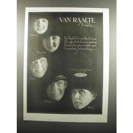 1920 Van Raalte Veils Ad - like the haze through which the sun is stealing