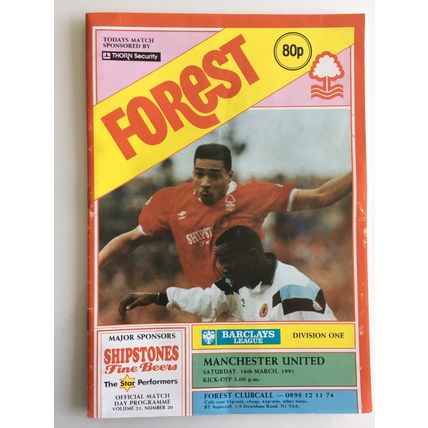 NOTTINGHAM FOREST V MANCHESTER UNITED (MATCH DAY PROGRAMME (16/03/1991)