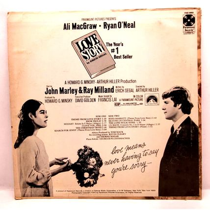 Love Story Original Soundtrack 1970 LP Vinyl Record Album Paramount PAS 6002