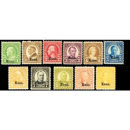 658-68, Mint F-VF NH Set of Kansas Ovpt Stamps CV $431.50 .. Stuart Katz