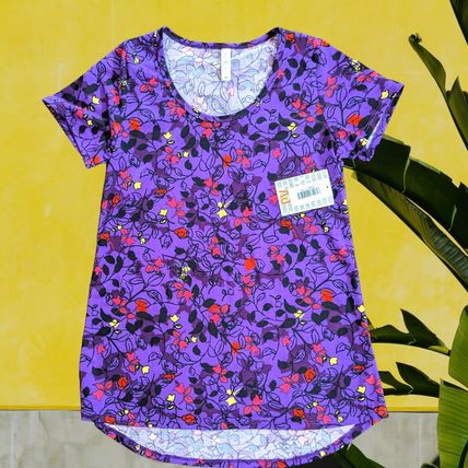 LLR Classic T XS Purple Dark Floral NWT