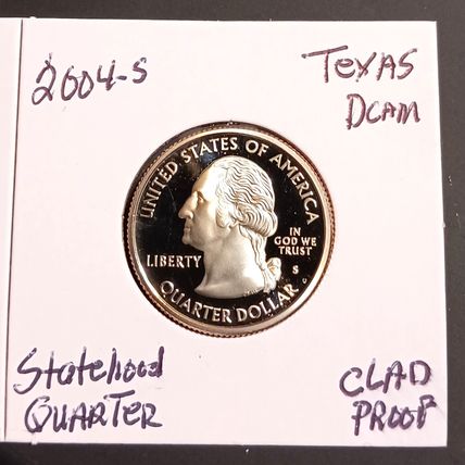 1- 2004 S ( CLAD PROOF/ DCAM ) TEXAS STATEHOOD QUARTER.