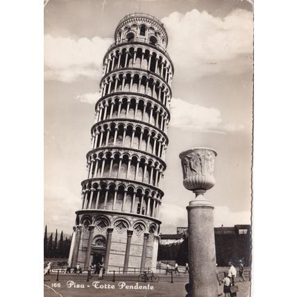Pisa Torre Pendente Italy Real Photo Postcard posted creased