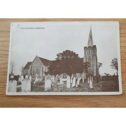 Church, Minster, Kent, Cheesman Printed France, Old Rare Postcard