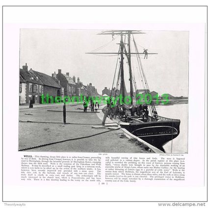 WELLS, THE QUAY, NORFOLK, ENGLAND, Book Illustration, c1895