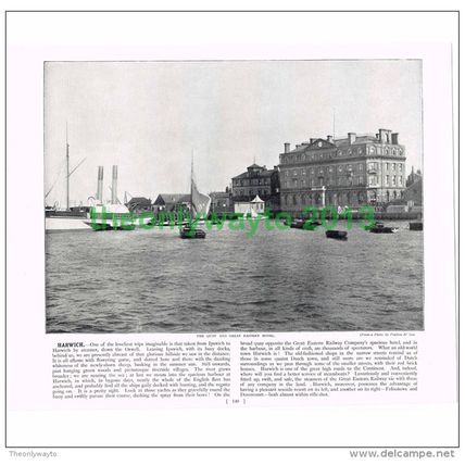 HARWICH, QUAY AND GREAT EASTERN HOTEL, ESSEX, ENGLAND, Book Illustration, c1895