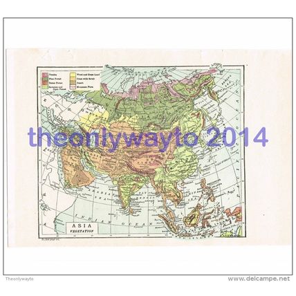 Asia - Vegetation, Book Map Illustration (Print), John Bartholomew, c1907